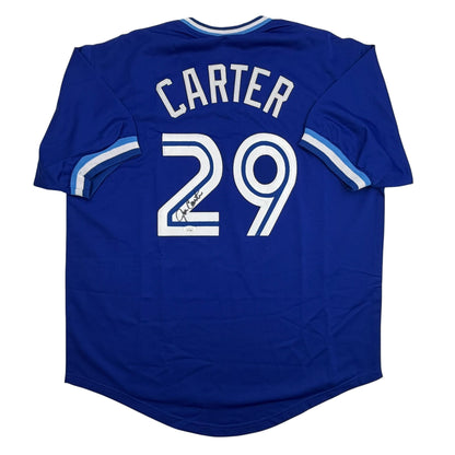 Autographed/Signed Joe Carter Toronto Blue Baseball Jersey JSA COA