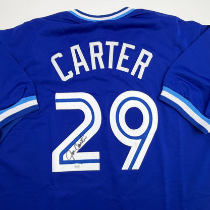 Autographed/Signed Joe Carter Toronto Blue Baseball Jersey JSA COA