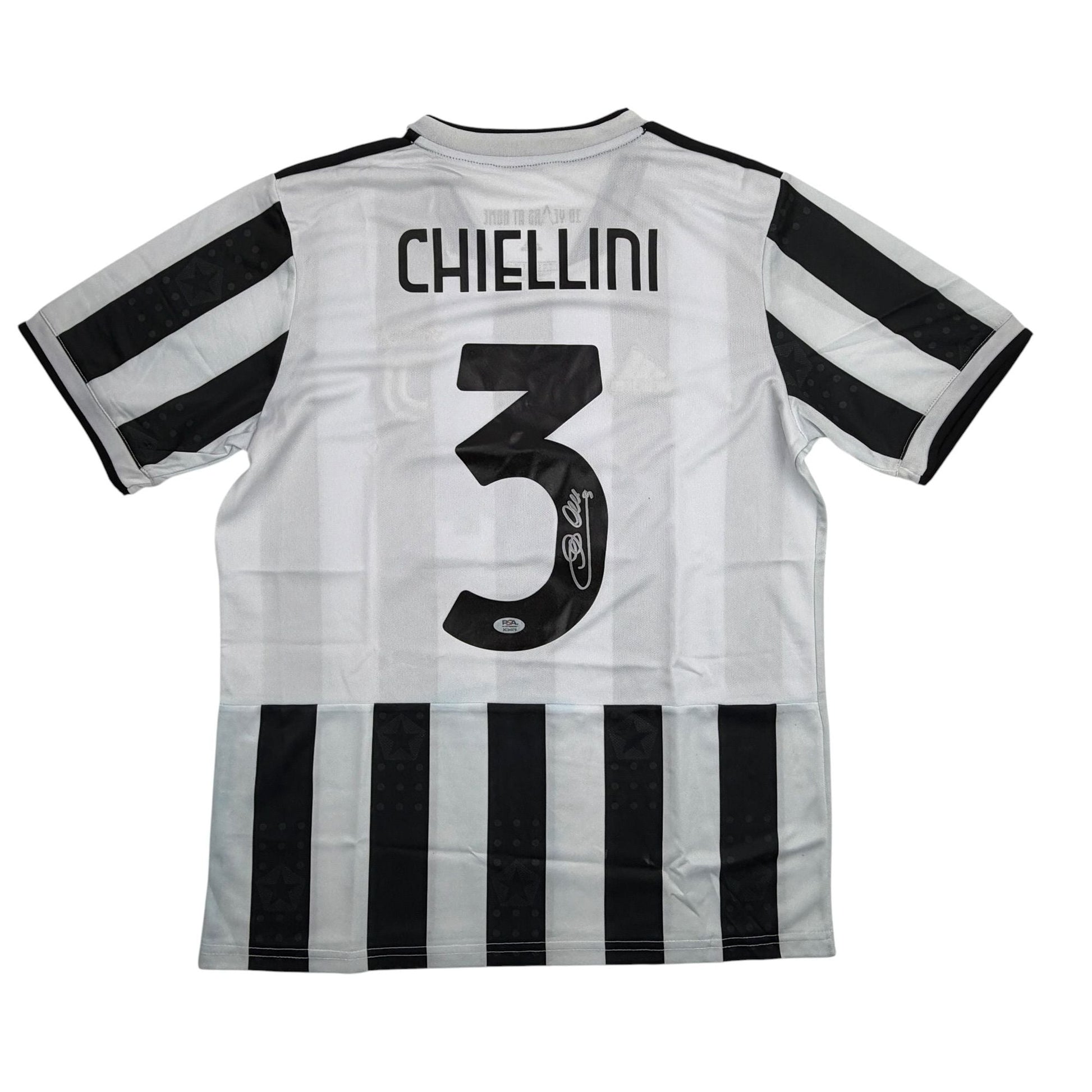 Autographed/Signed Giorgio Chiellini Juventus White Soccer Futbol Jersey Beckett BAS COA