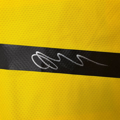 Autographed/Signed Jadon Sancho Borussia Dortmund Yellow Soccer Futbol Jersey Beckett BAS COA