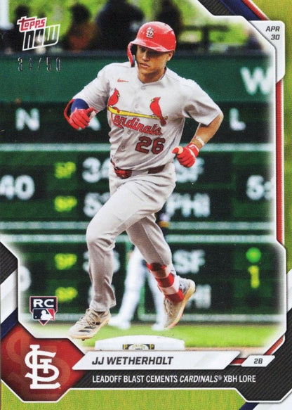 2026 Topps Now JJ Wetherholt #144 Gold Foil /50 Leadoff Blast Cements Cardinals XBH Lore St Louis Cardinals Rookie RC Baseball Card