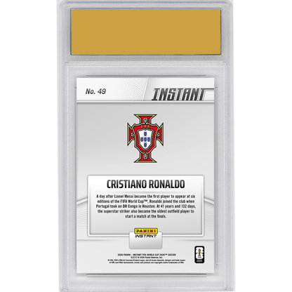 Graded 2026 Panini Instant FIFA World Cup Cristiano Ronaldo #49 Record Setting Ronaldo Back for More Portugal Soccer Card HOFSM 10 Gem Mint