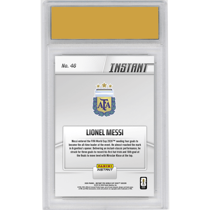 Graded 2026 Panini Instant FIFA World Cup Lionel Messi #46 Hats Off: Magical Messi Ties Goals Record Argentina Soccer Card HOFSM 10 Gem Mint