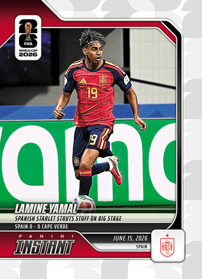 2026 Panini Instant FIFA World Cup Lamine Yamal #30 Spanish Starlet Struts Stuff On Big Stage Spain Soccer Card