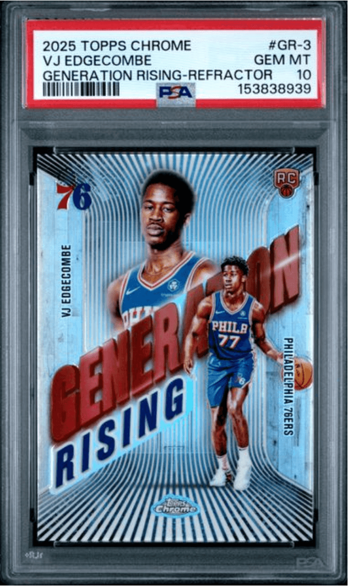 Graded 2025 Topps Chrome VJ Edgecombe #GR3 Generation Rising Refractor Rookie RC Basketball Card PSA 10 Gem Mint