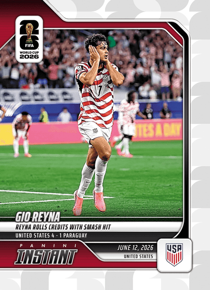 2026 Panini Instant FIFA World Cup Gio Reyna #10 Reyna Rolls Credits with Smash Hit USA Soccer Card