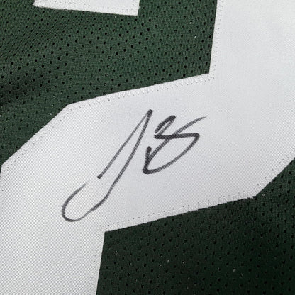 Framed Autographed/Signed Le'Veon LeVeon Bell 35x39 Michigan State Green College Football Jersey Beckett BAS COA