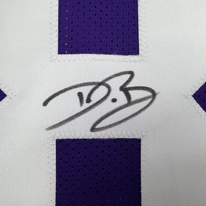 Framed Autographed/Signed Dwayne Bowe 35x39 LSU Purple College Football Jersey Beckett BAS COA