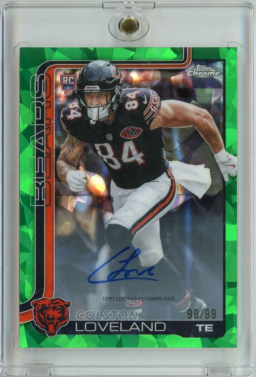 2025 Topps Chrome Colston Loveland #RACL 99/99 Green Geometric Auto Rookie RC Football Card