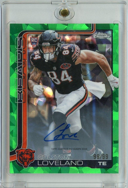 2025 Topps Chrome Colston Loveland #RACL 99/99 Green Geometric Auto Rookie RC Football Card