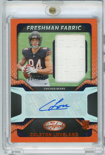 2025 Panini Certified Colston Loveland #FBCCLD /249 Freshman Fabric Auto Rookie RC Football Card