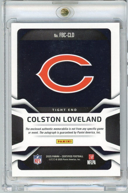 2025 Panini Certified Colston Loveland #FBCCLD /249 Freshman Fabric Auto Rookie RC Football Card