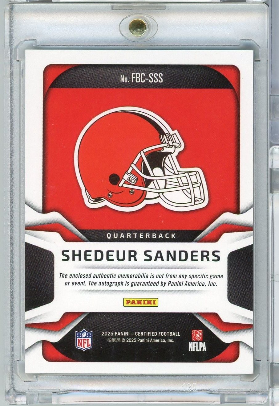 2025 Panini Certified Shedeur Sanders #FBCSSS /199 Freshman Fabric Auto Rookie RC Football Card
