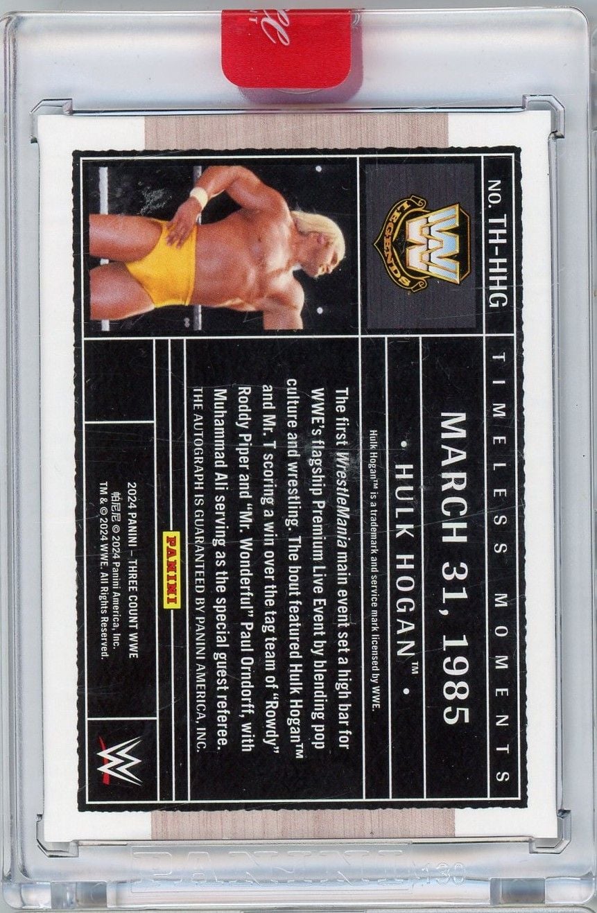  2024 Panini Three Count WWE Hulk Hogan #THHHG 99/99 Timeless Moments Auto Wrestling Card