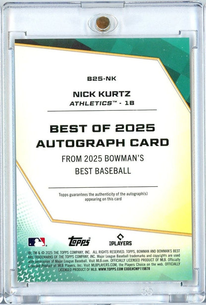 2025 Bowman's Best Nick Kurtz #B25NK Best of 2025 Auto Athletics Rookie RC Baseball Card