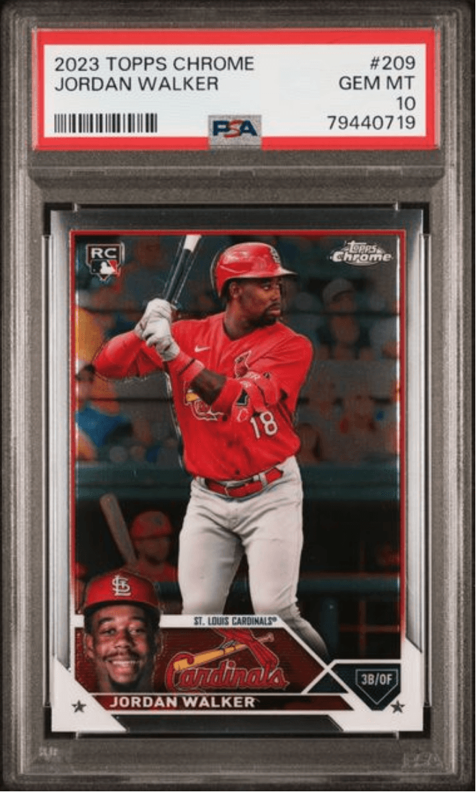 Graded 2023 Topps Chrome Jordan Walker #209 Rookie RC Baseball Card PSA 10 Gem Mint