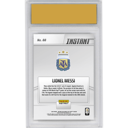 Graded 2026 Panini Instant FIFA World Cup Lionel Messi #88 Argentina Legend Sets FIFA World Cup Goals Mark Argentina Soccer Card HOFSM 10 Gem Mint