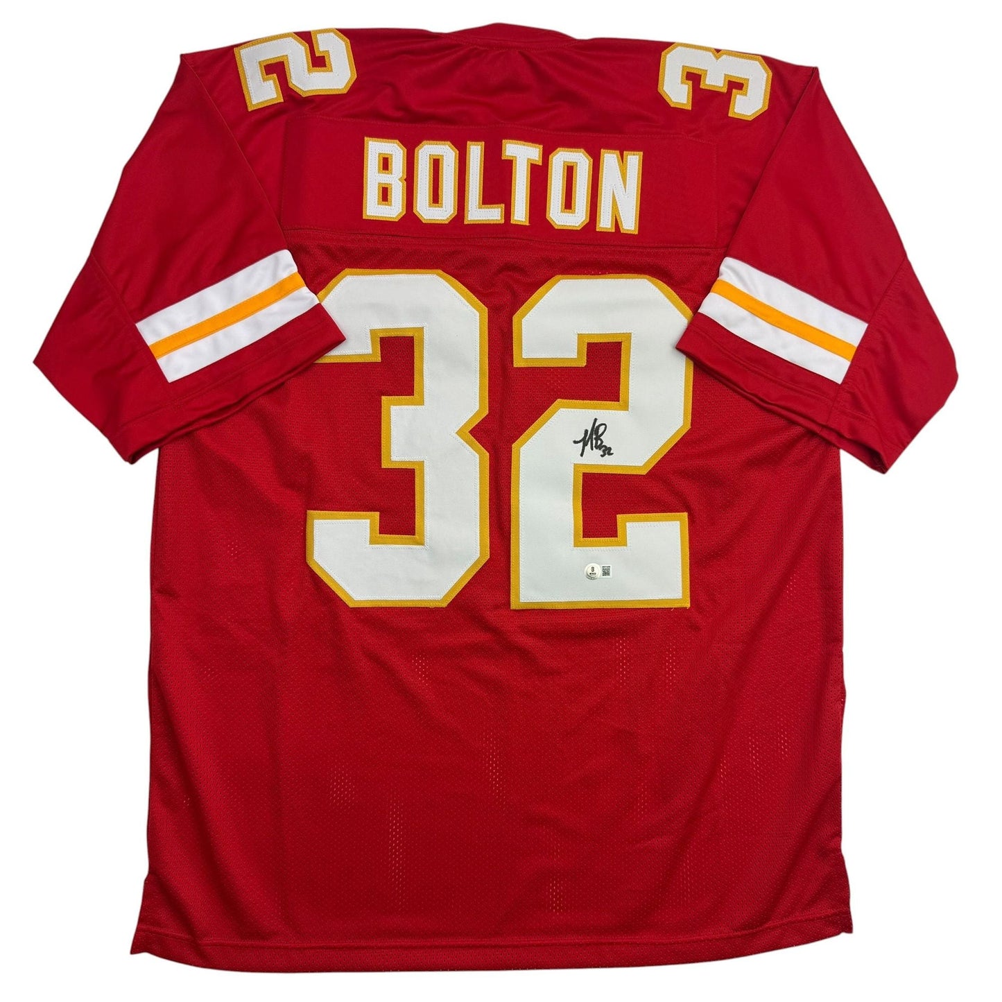Autographed/Signed Nick Bolton Kansas City Red Football Jersey Beckett BAS COA