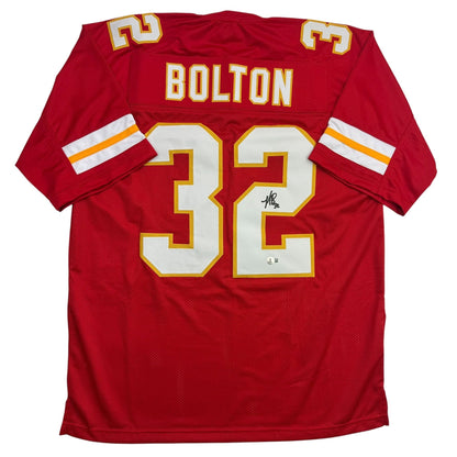Autographed/Signed Nick Bolton Kansas City Red Football Jersey Beckett BAS COA