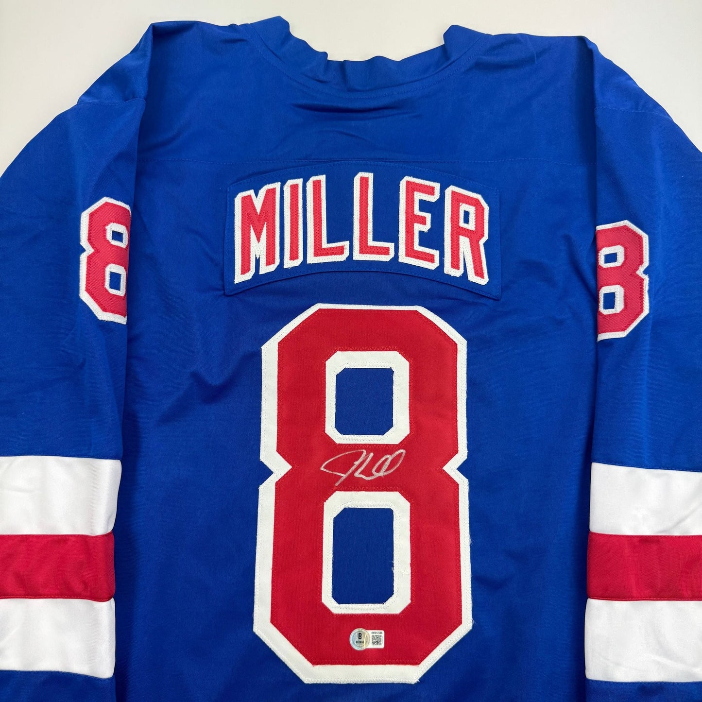 Autographed/Signed JT J.T. Miller New York Rangers Blue Hockey Jersey Beckett BAS COA