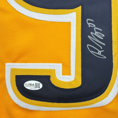 Autographed/Signed Roman Josi Nashville Yellow Hockey Jersey JSA COA