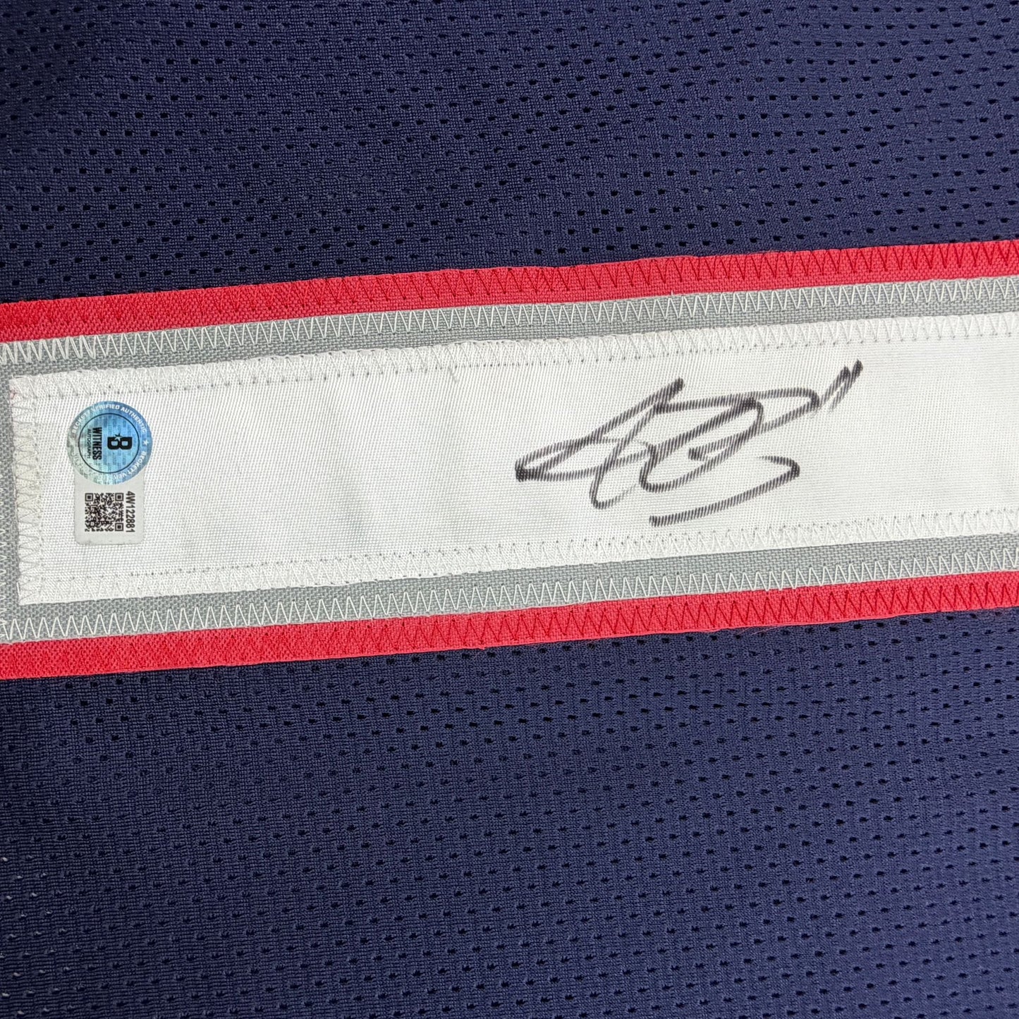 Autographed/Signed AJ A.J. Brown New England Patriots Blue Football Jersey Beckett BAS COA