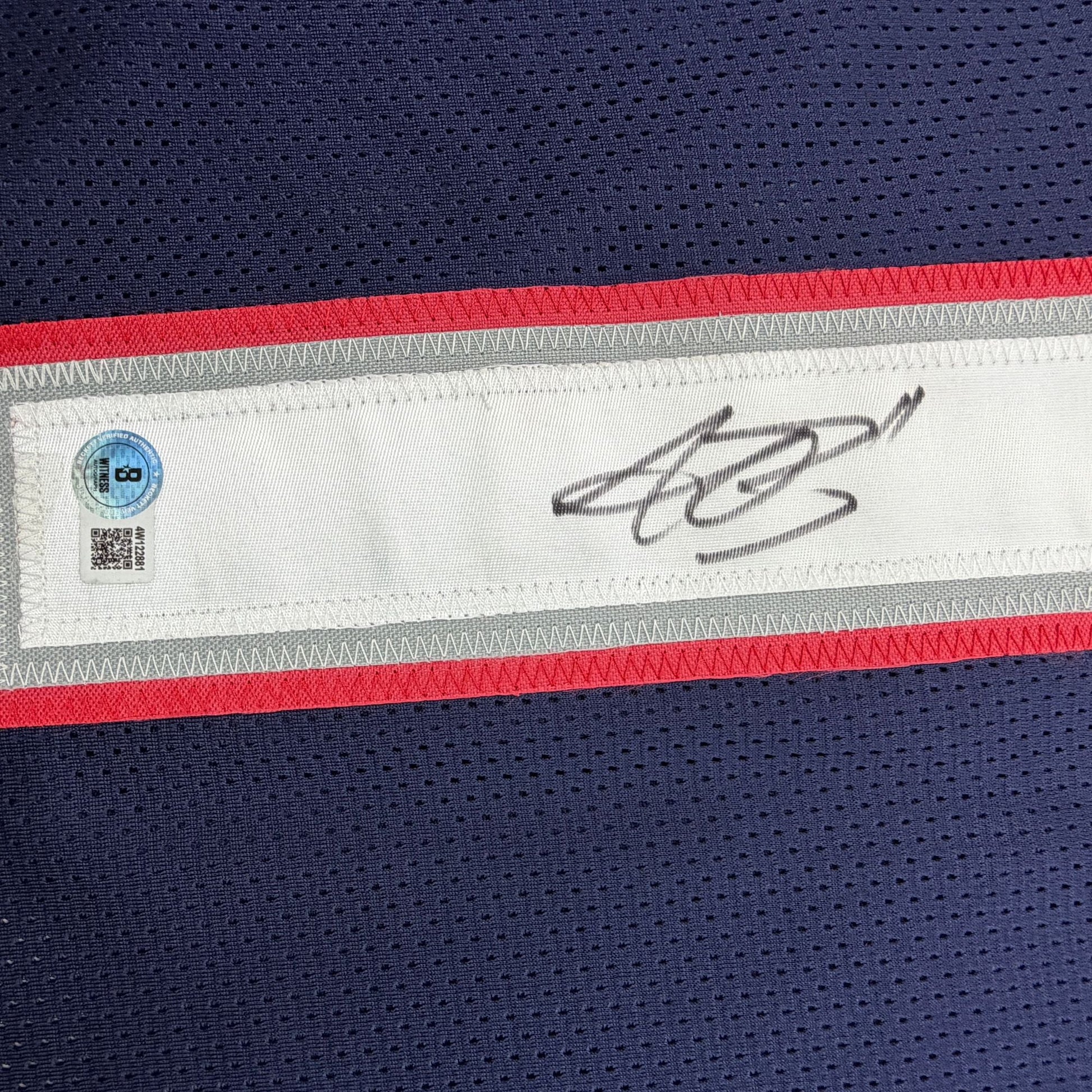 Autographed/Signed AJ A.J. Brown New England Patriots Blue Football Jersey Beckett BAS COA