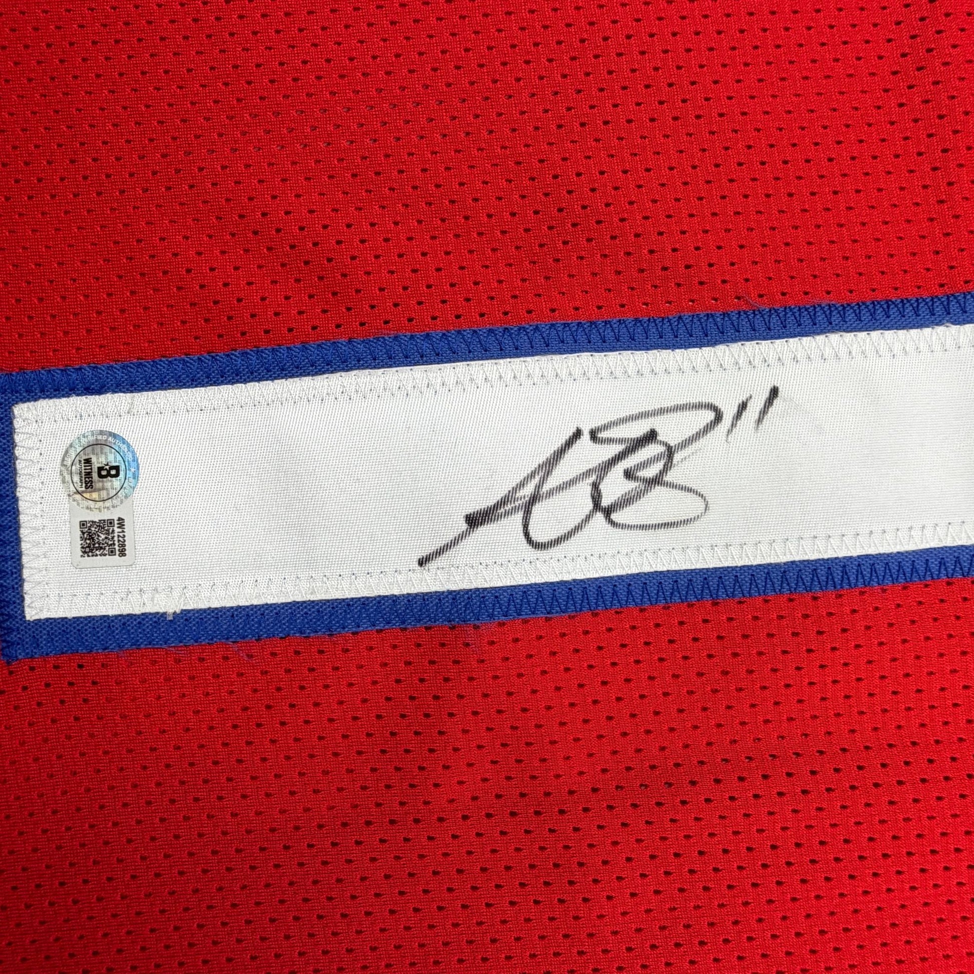 Autographed/Signed AJ A.J. Brown New England Patriots Red Football Jersey Beckett BAS COA