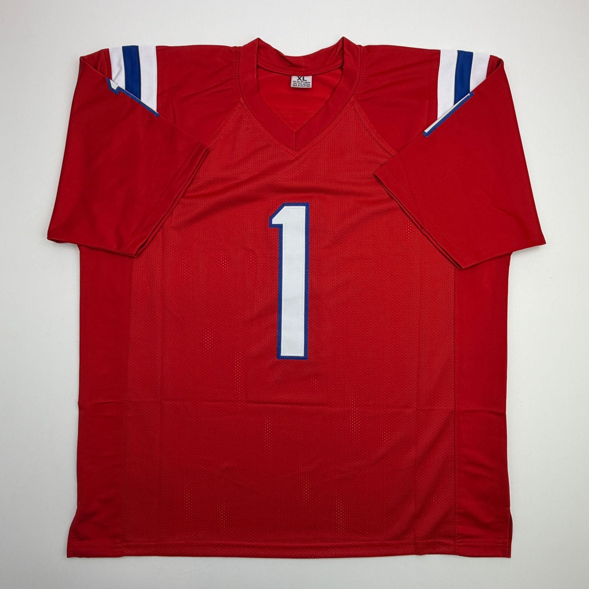Autographed/Signed AJ A.J. Brown New England Patriots Red Football Jersey Beckett BAS COA