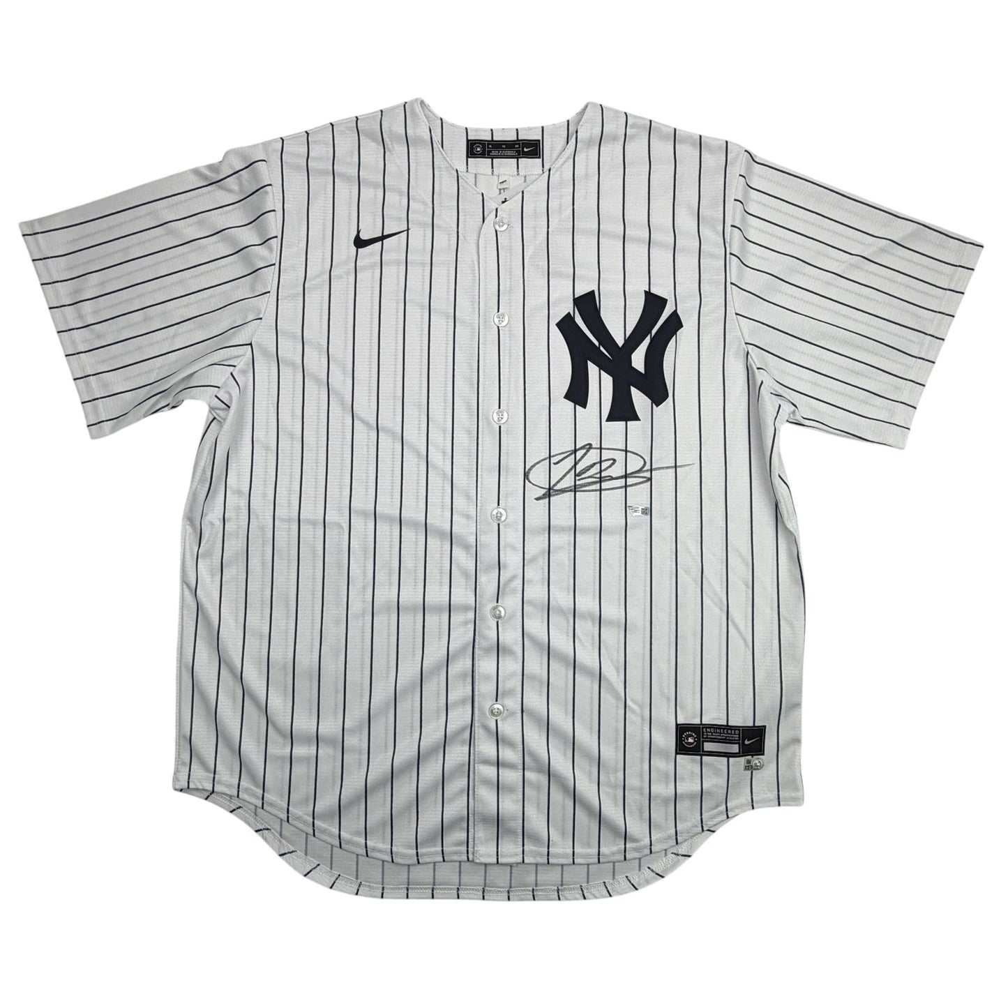 Autographed/Signed Jasson Dominguez New York Yankees Pinstripe Authentic Baseball Jersey Fanatics & MLB COA