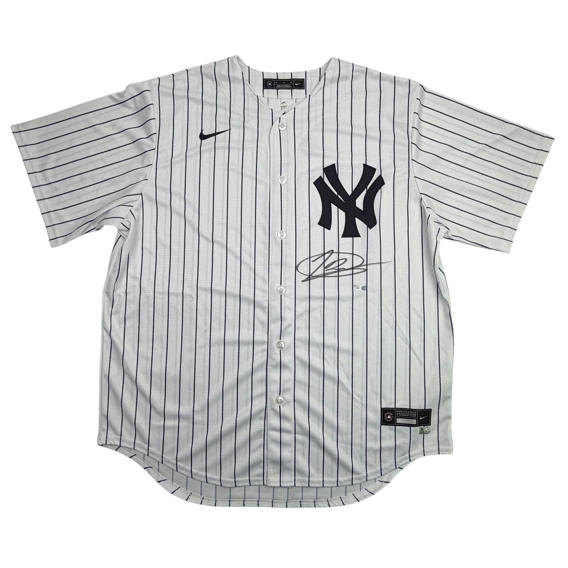 Autographed/Signed Jasson Dominguez New York Yankees Pinstripe Authentic Baseball Jersey Fanatics & MLB COA
