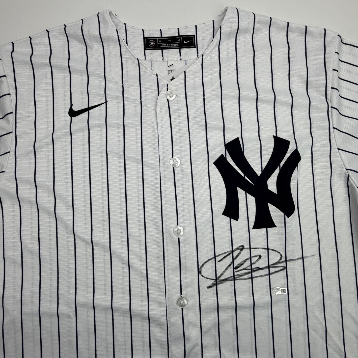 Autographed/Signed Jasson Dominguez New York Yankees Pinstripe Authentic Baseball Jersey Fanatics & MLB COA