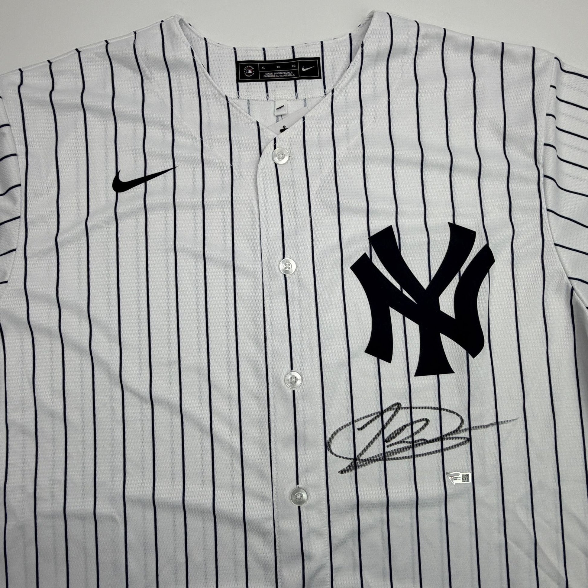 Autographed/Signed Jasson Dominguez New York Yankees Pinstripe Authentic Baseball Jersey Fanatics & MLB COA