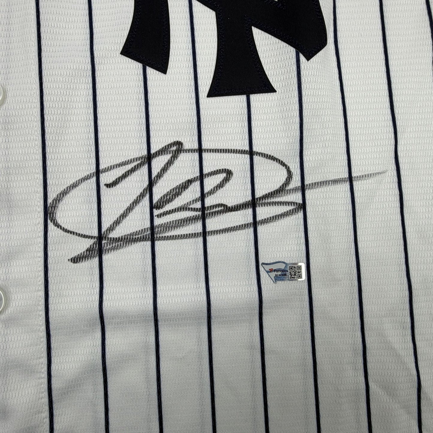 Autographed/Signed Jasson Dominguez New York Yankees Pinstripe Authentic Baseball Jersey Fanatics & MLB COA