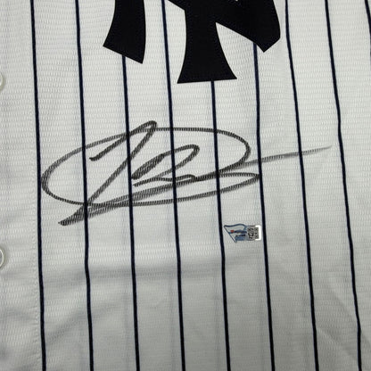 Autographed/Signed Jasson Dominguez New York Yankees Pinstripe Authentic Baseball Jersey Fanatics & MLB COA