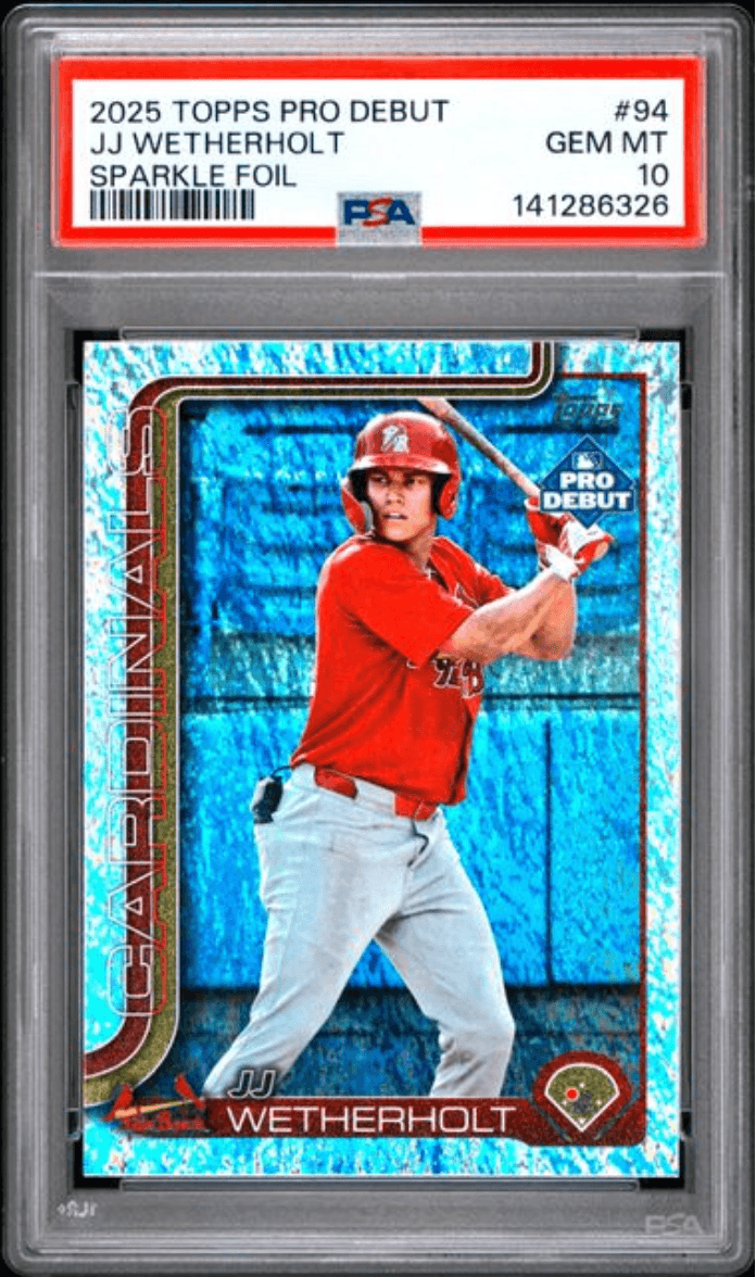 Graded 2025 Topps Pro Debiut JJ Wetherholt #94 Sparkle Foil /175 Rookie RC Baseball Card PSA 10 Gem Mint