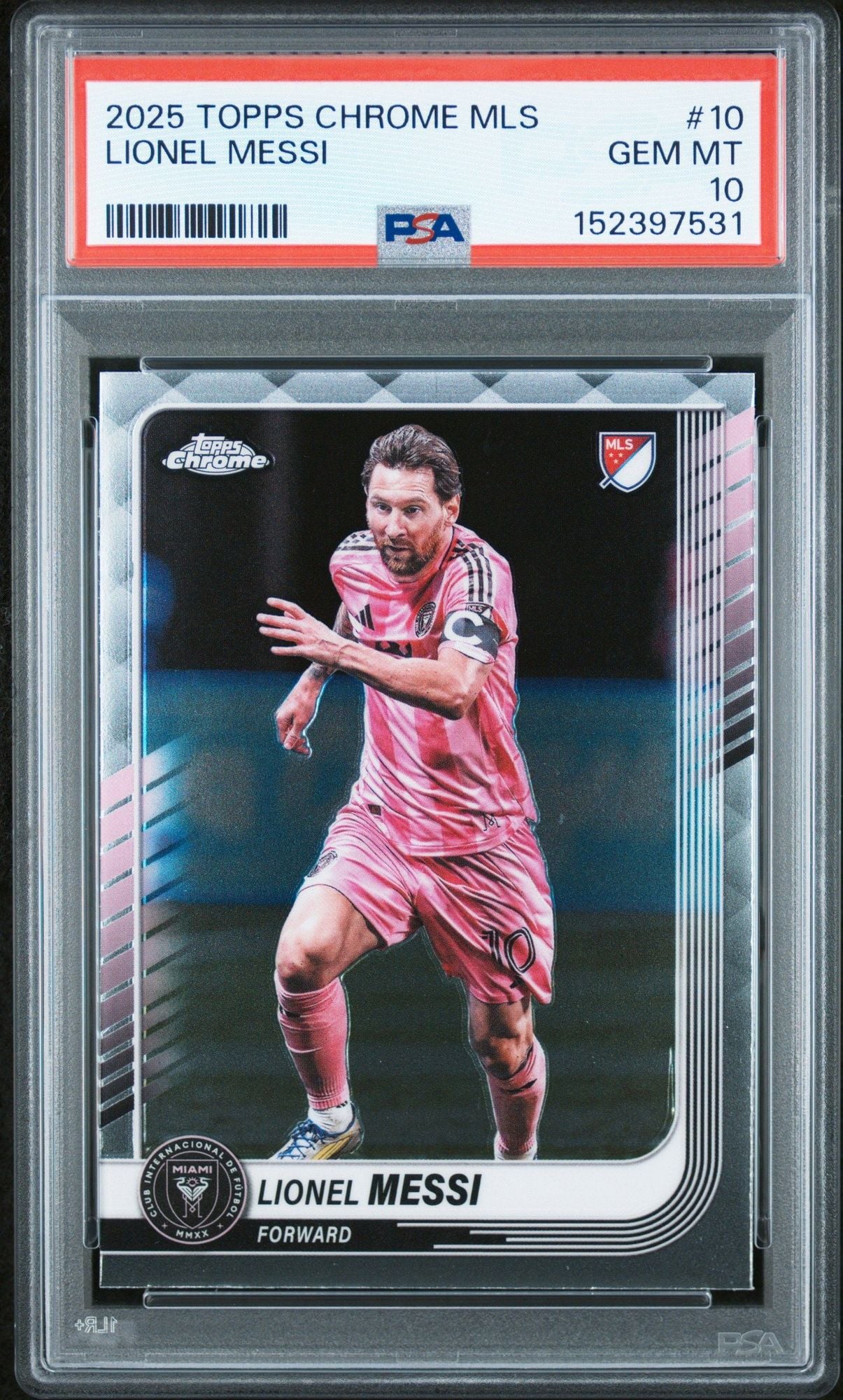 Graded 2025 Topps Chrome MLS Lionel Messi #10 Soccer Card PSA 10 Gem Mint