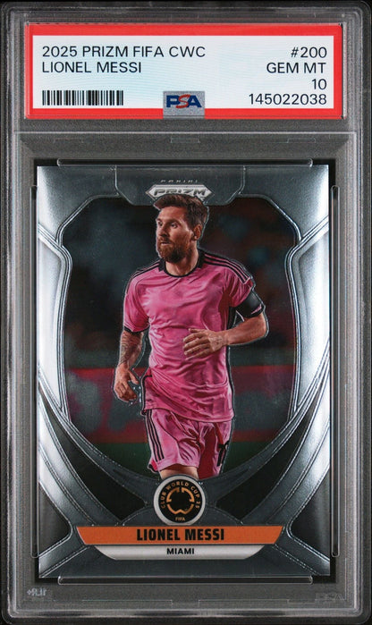 Graded 2025 Panini Prizm FIFA CWC Lionel Messi #200 Soccer Card PSA 10 Gem Mint