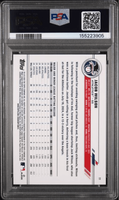 Graded 2025 Topps All Star Game Jacob Wilson #77 Gold Foil /50 Rookie RC Baseball Card PSA 10 Gem Mint