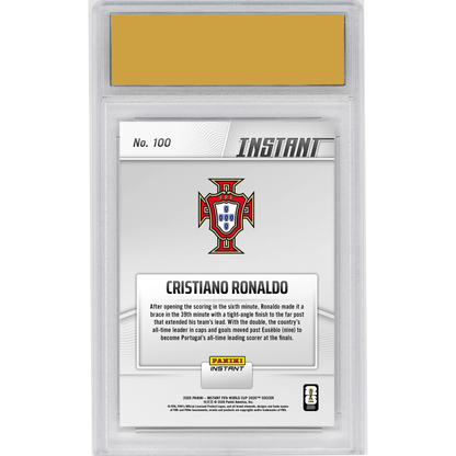 Graded 2026 Panini Instant FIFA World Cup Cristiano Ronaldo #100 Ronaldo Double Takes Him Past Portugal Legend Portugal Soccer Card HOFSM 10 Gem Mint