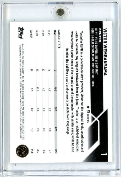2023 Topps Chrome Victor Wembanyama #1 Green Logo Refractor Rookie RC Basketball Card