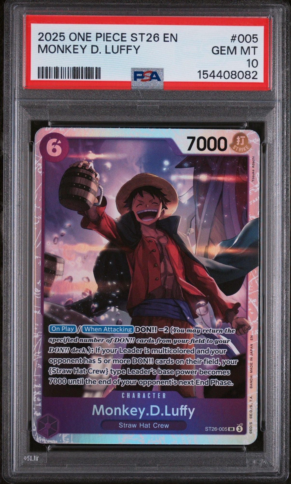 Graded 2025 One Piece Monkey D Luffy #005 Trading Card Game PSA 10 Gem Mint