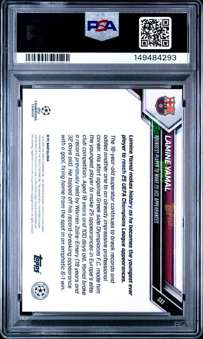 Graded 2025 Topps Now UCL Lamine Yamal #33 UEFA Champions League Soccer Card PSA 10 Gem Mint