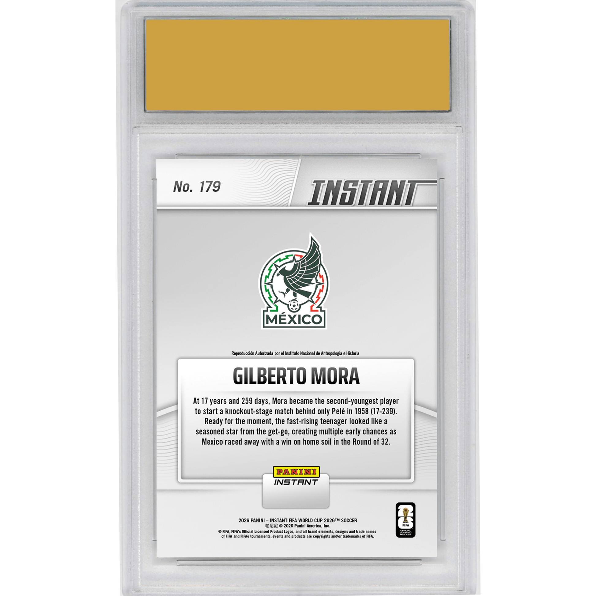 Graded 2026 Panini Instant FIFA World Cup Gilberto Mora #179 Electric El Nino Storms into Action Mexico Rookie RC Soccer Card HOFSM 10 Gem Mint