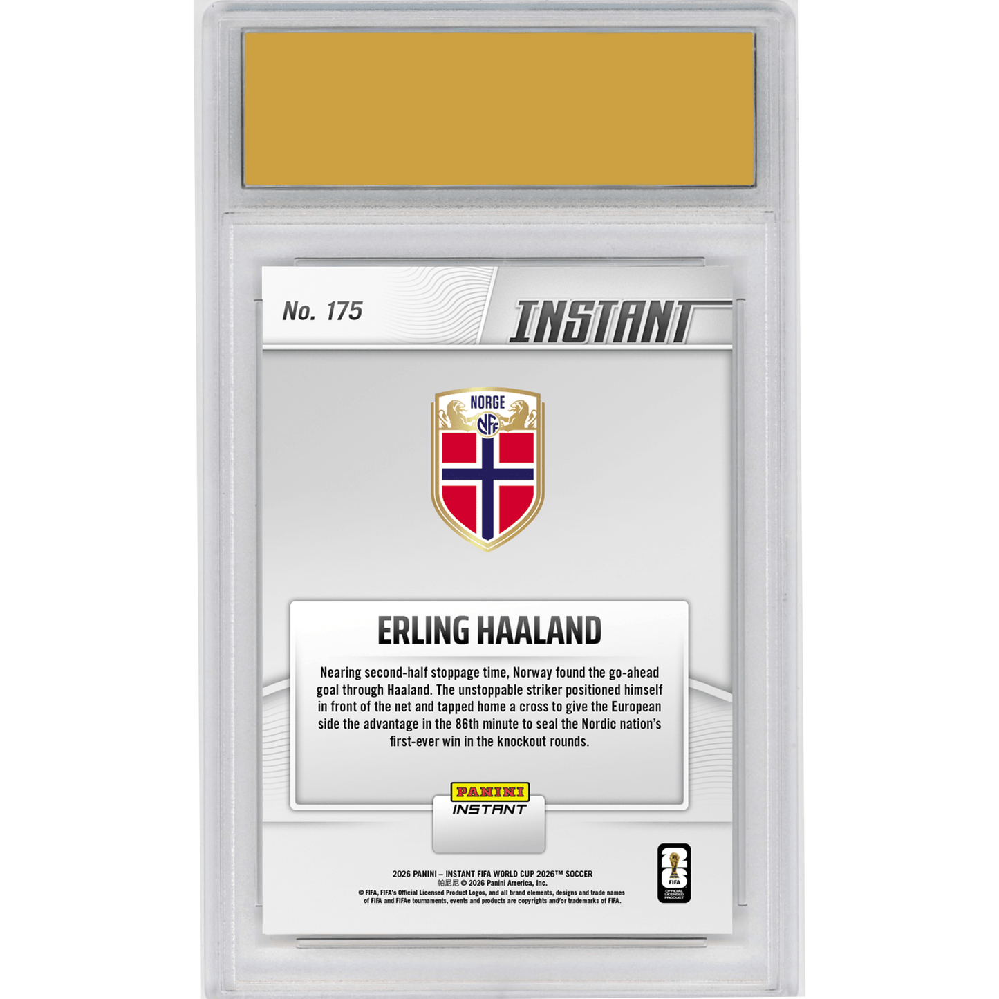 Graded 2026 Panini Instant FIFA World Cup Erling Haaland #175 Haaland Puts Norway in Position to Advance Norway Soccer Card HOFSM 10 Gem Mint