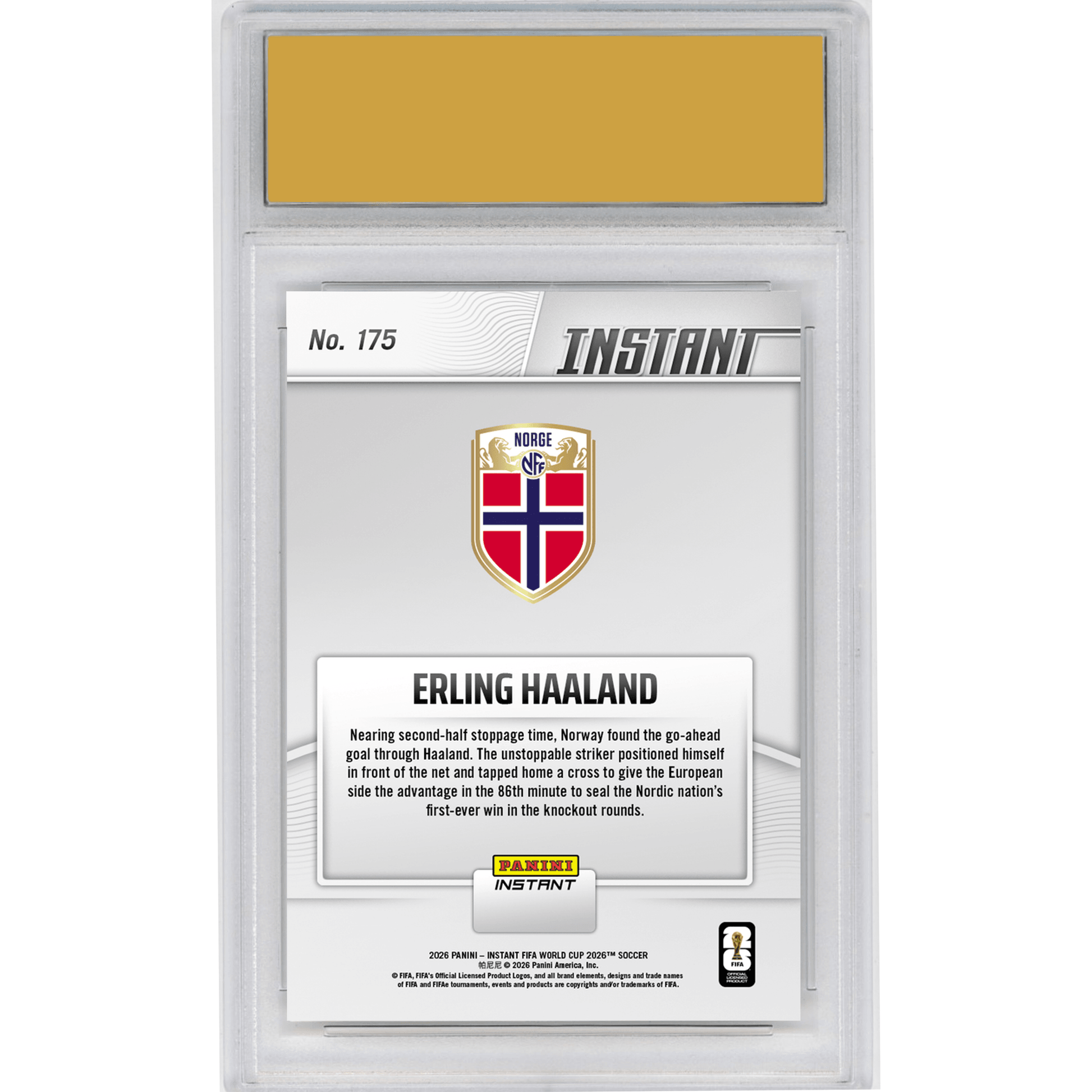 Graded 2026 Panini Instant FIFA World Cup Erling Haaland #175 Haaland Puts Norway in Position to Advance Norway Soccer Card HOFSM 10 Gem Mint
