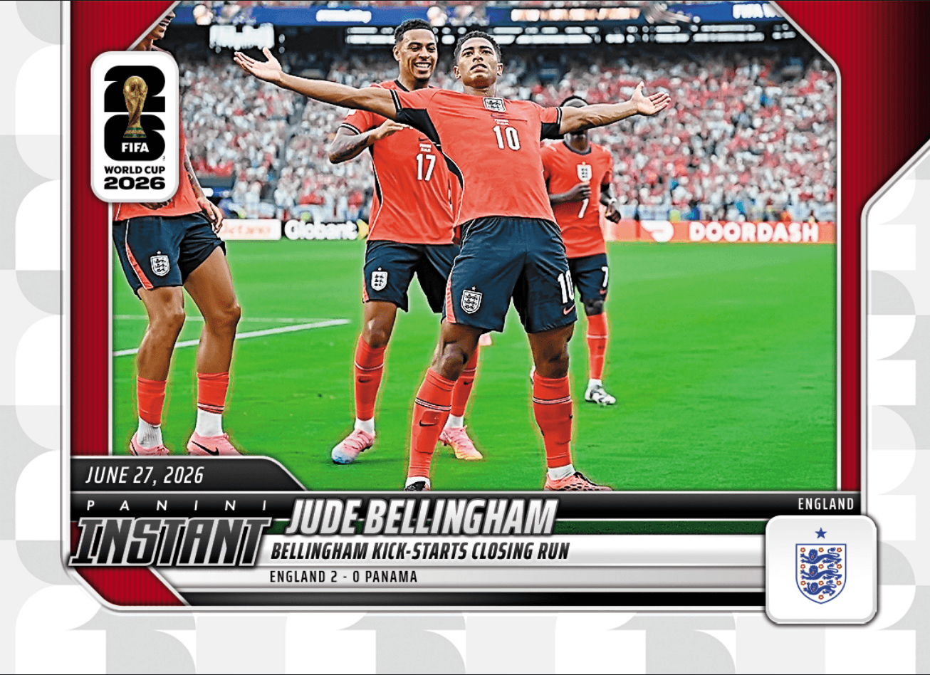 2026 Panini Instant FIFA World Cup Jude Bellingham #152 Bellingham Kick Starts Closing Run England Soccer Card