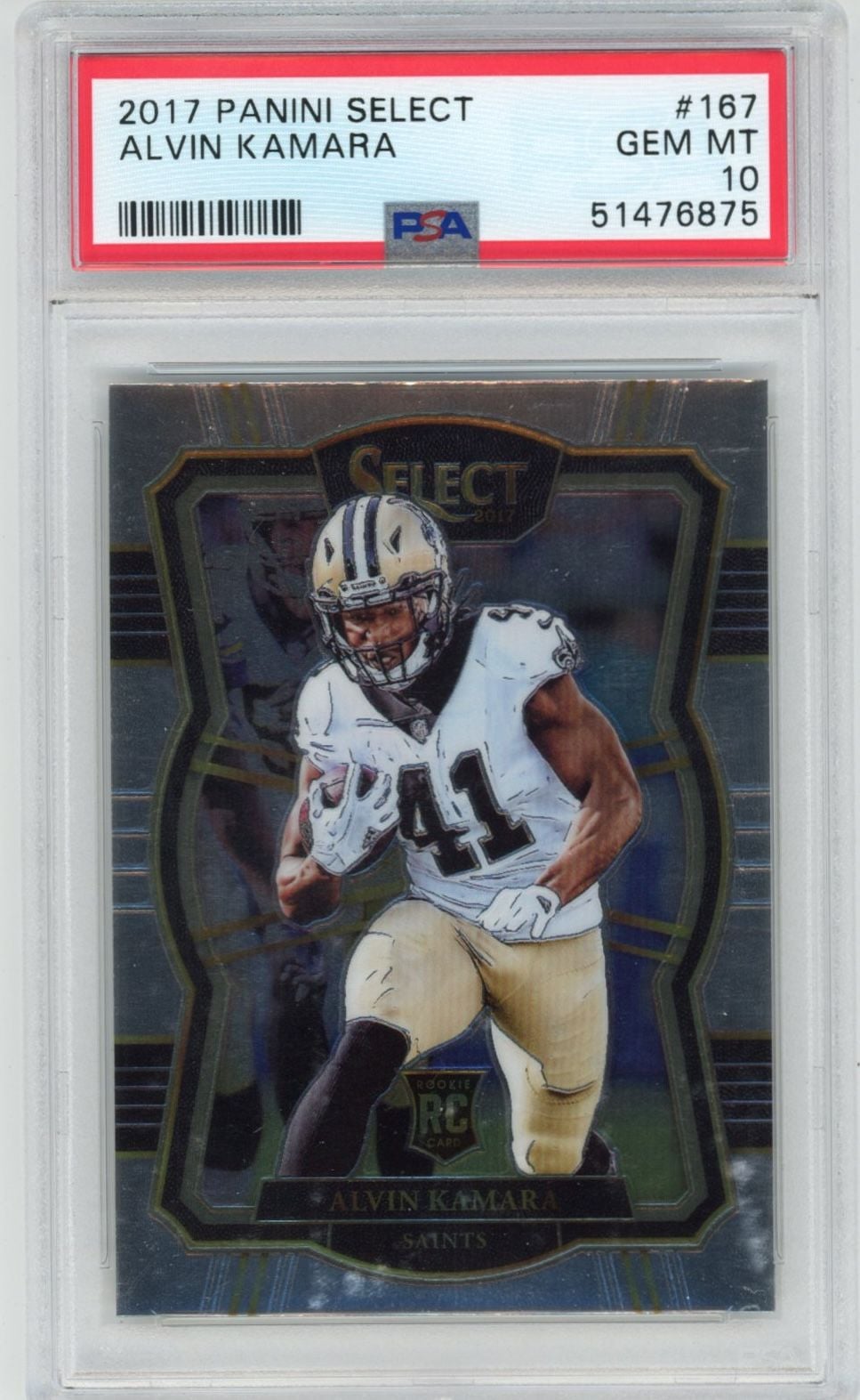 Graded 2017 Panini Select Alvin Kamara #167 Rookie RC Football Card PSA 10 Gem Mint