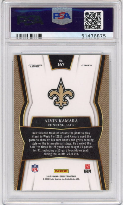Graded 2017 Panini Select Alvin Kamara #167 Rookie RC Football Card PSA 10 Gem Mint