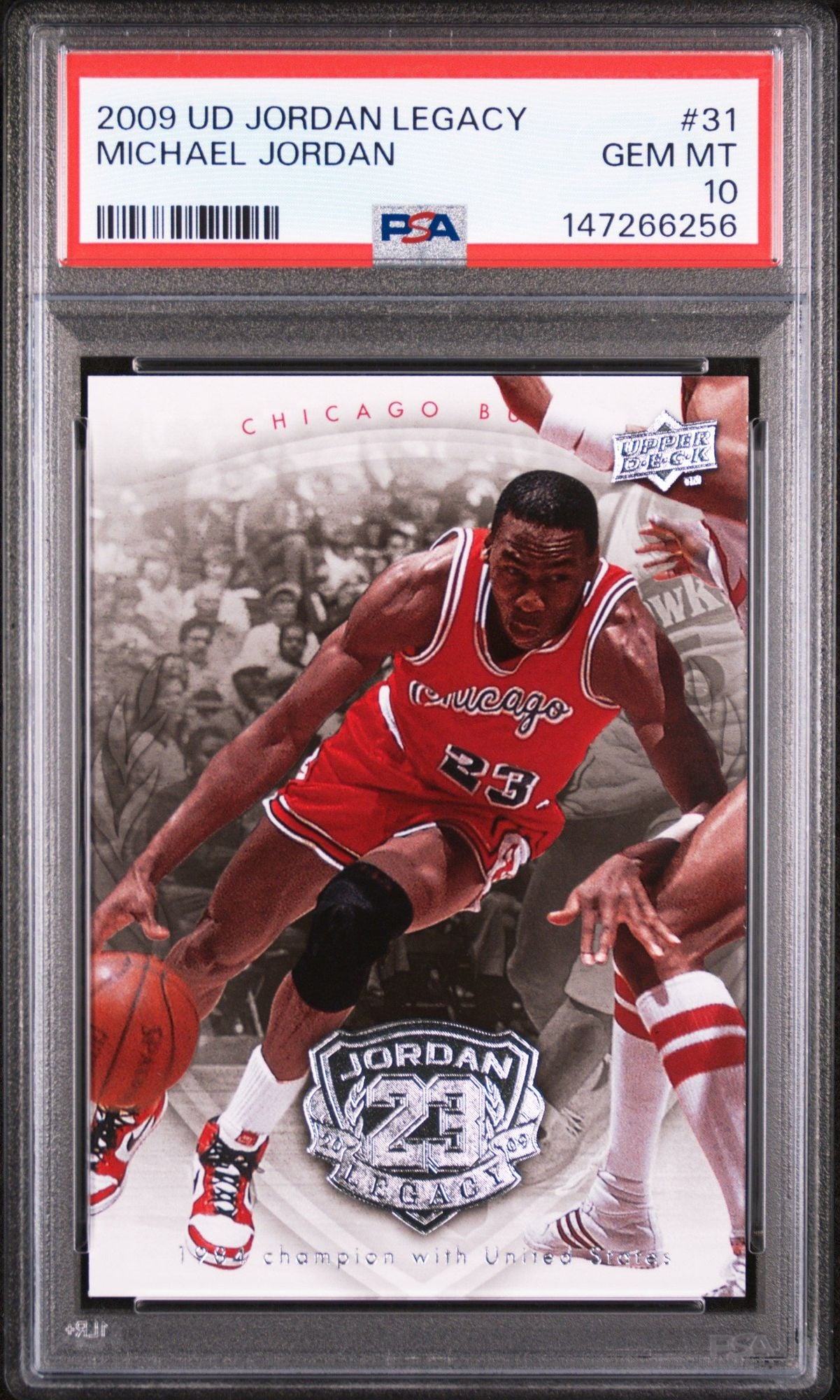 Graded 2009 UD Upper Deck Michael Jordan #31 Legacy Gold 1984 US Champion Basketball Card PSA 10 Gem Mint